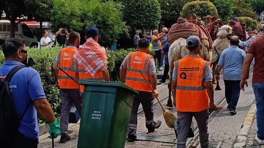 Yörük Göçünde Renkli Görüntüler: Develerin Ardından Temizlik Timi Yürüdü